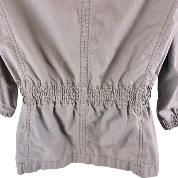 Ann Taylor Loft Gray Utility Cargo Jacket Multiple Pockets Adjustable Tie Waist - Picture 6 of 16